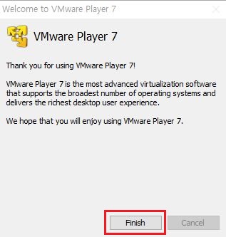 VMware Player 7-설치 종료